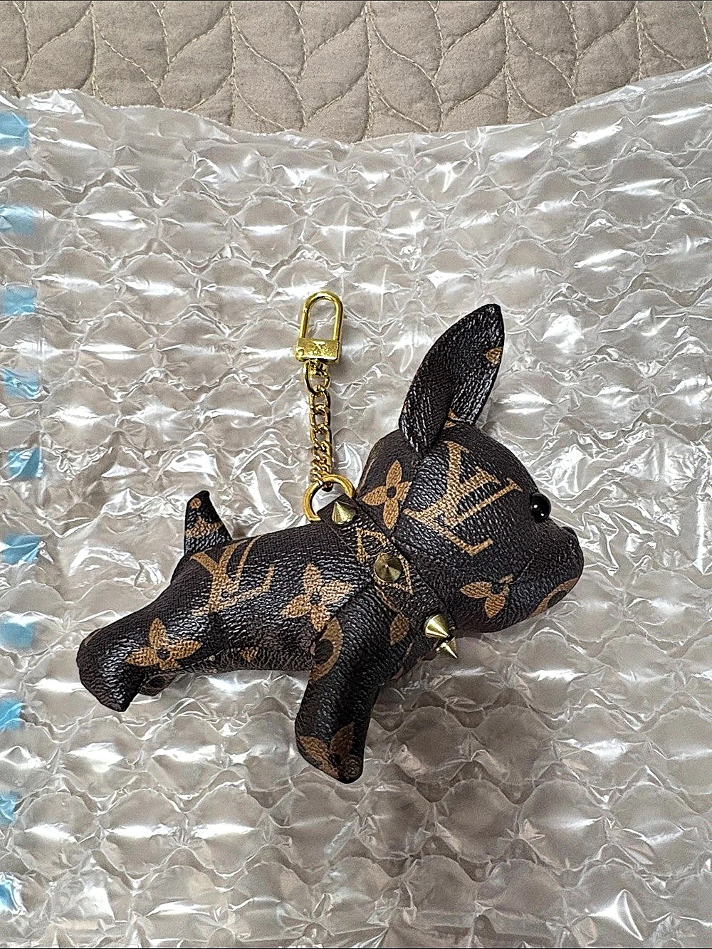 Louis Vuitton Monogram Dog Charm Brown & Gold Like New